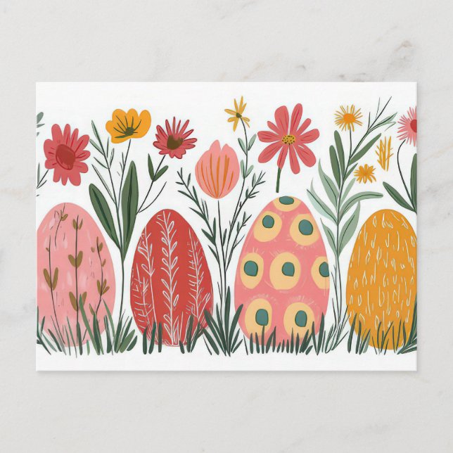 Cartão Postal Bunte Aquarell Oster Postkarte mit Frühlingsblumen (Frente)