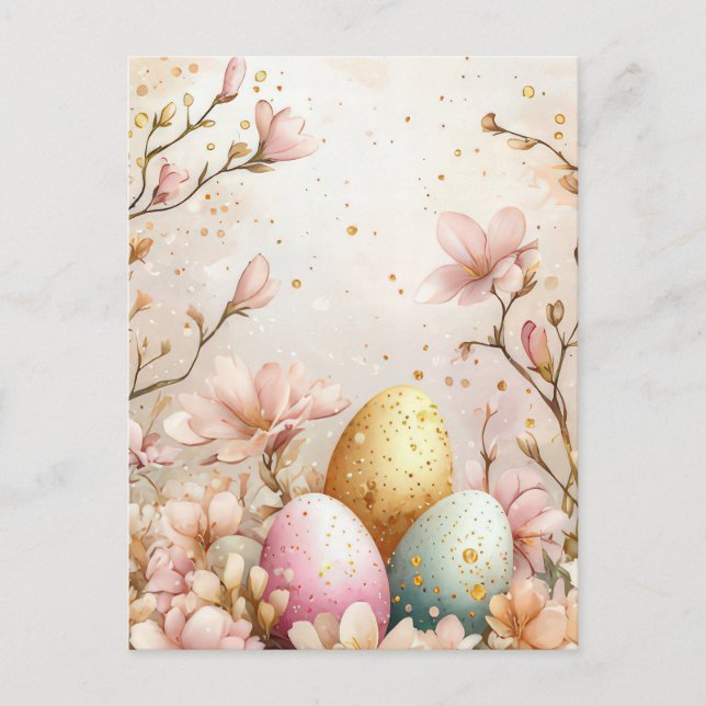 Cartão Postal Bunte Aquarell Oster Postkarte mit Ostereiern (Frente)
