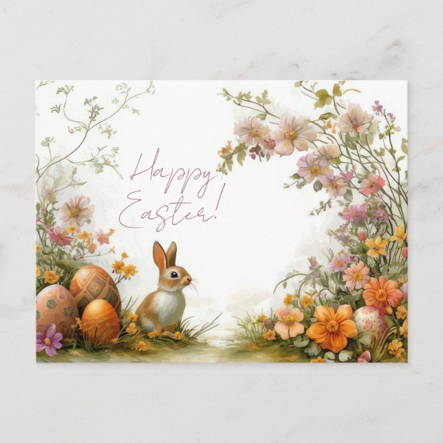 Cartão Postal Bunte Aquarell Oster Postkarte mit Ostereiern (Frente)