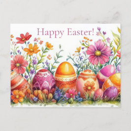 Cartão Postal Bunte Aquarell Oster Postkarte mit Ostereiern
