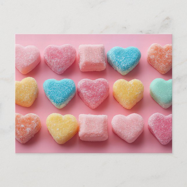 Cartão Postal Bunte Herzen aus Zucker Valentinstag (Frente)