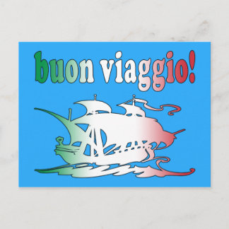 Cartão Postal Buon Viaggio Good Trip em Viagem de Férias Italian