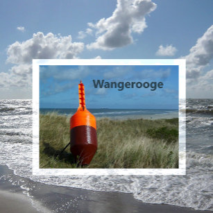 Cartão Postal Buoy em Sand Dunes, Beach, North Sea, Wangerooge