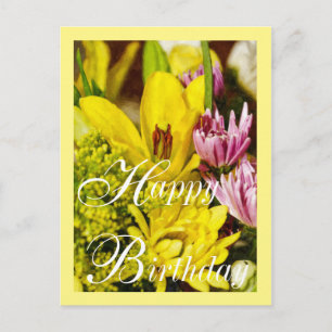 Cartão Postal Buquê Alegre de Aniversário Pintura
