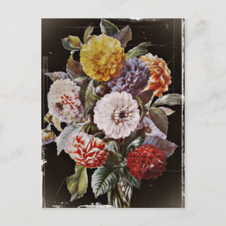 Cartão Postal Buquê Antiquado Dahlias