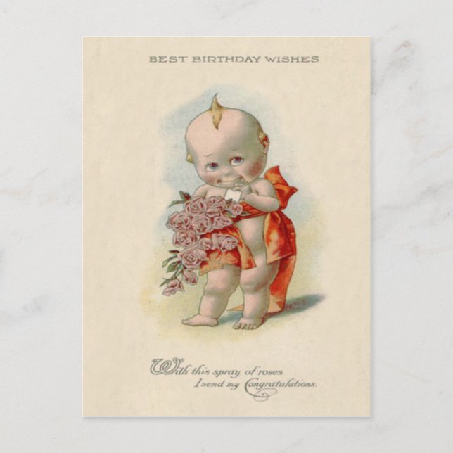 Cartão Postal Buquê bebê de Rosas (Frente)