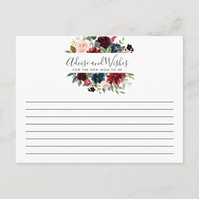 Cartão Postal Buquê Borgonha | Chá de panela | Conselhos/Desejos (Frente)