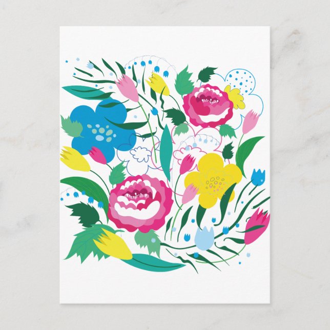Cartão Postal Buquê colorido. (Frente)