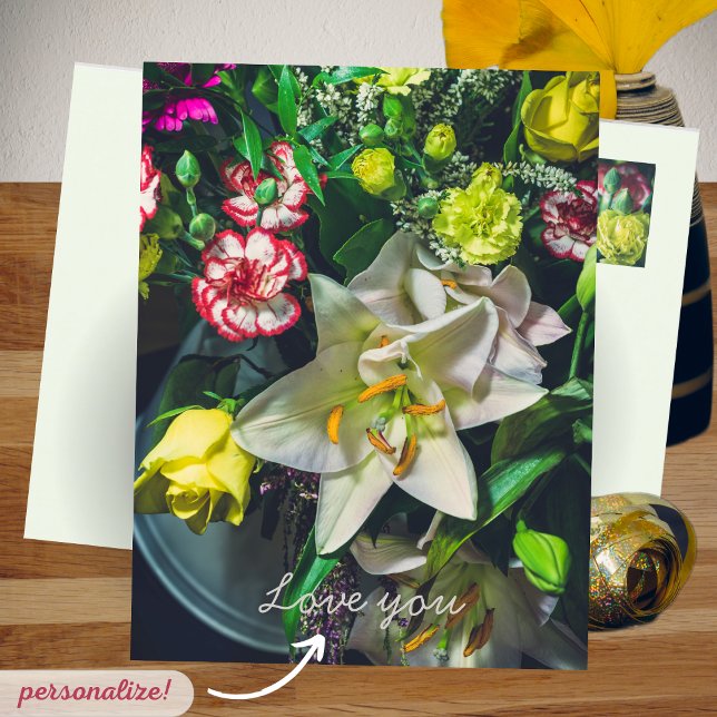 Cartão Postal Buquê colorido com Lily  (Criador carregado)