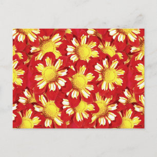 Cartão Postal Buquê Dahlia - vermelho e branco com amarelo