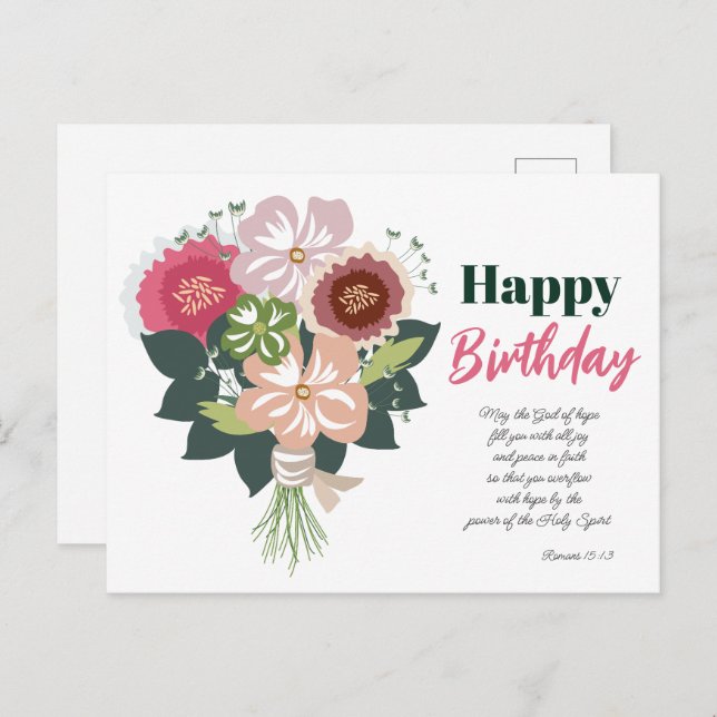 Cartão Postal Buquê de Aniversário Floral (Frente/Verso)