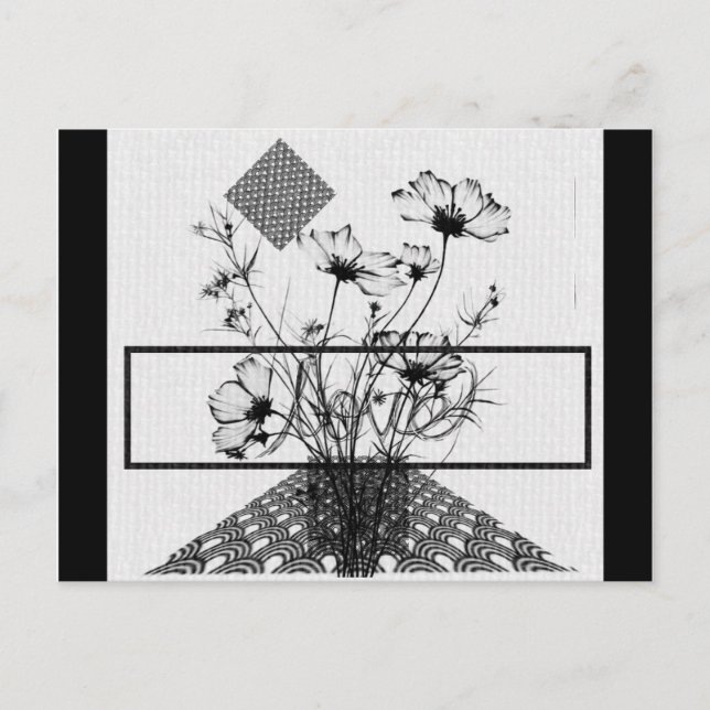 Cartão Postal Buque De Flores Abstrato Preto (Frente)