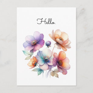 Cartão Postal Buquê de Flores de Aquarela Personalizáveis