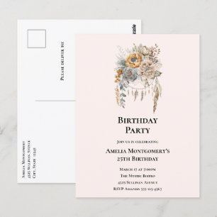 Cartão Postal Buquê de Flores Elegantes com Aniversário de Dream