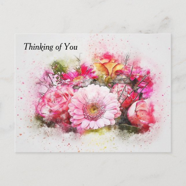 Cartão Postal Buquê de Flores em Aquarela (Frente)