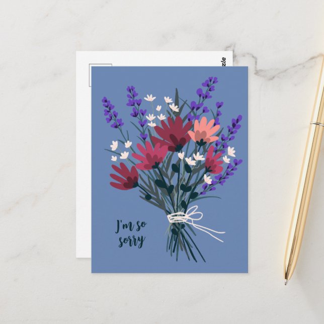 Cartão Postal Buquê de Flores Silvestres Pêsames Sentimos a Perd (Frente/Verso In Situ)