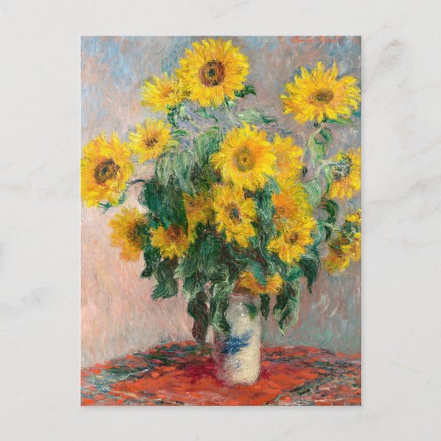 Cartão Postal Buquê de girassóis por arte impressionista monet (Frente)