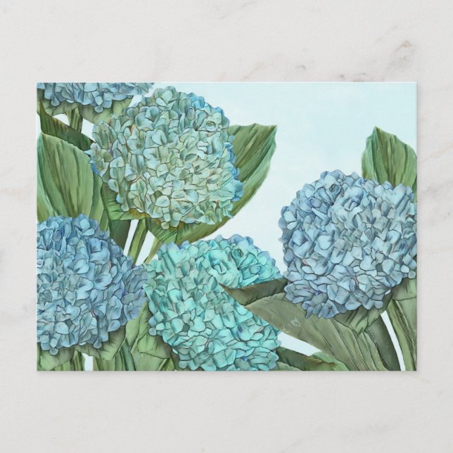 Cartão Postal Buquê de Hydrangea azul de Verão (Frente)