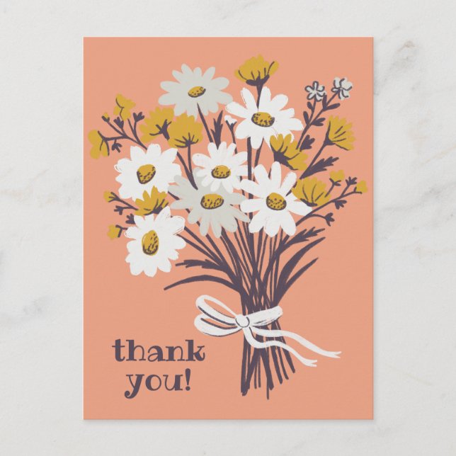 Cartão Postal Buquê de Margaridas Bonitas OBRIGADO personalizado (Frente)
