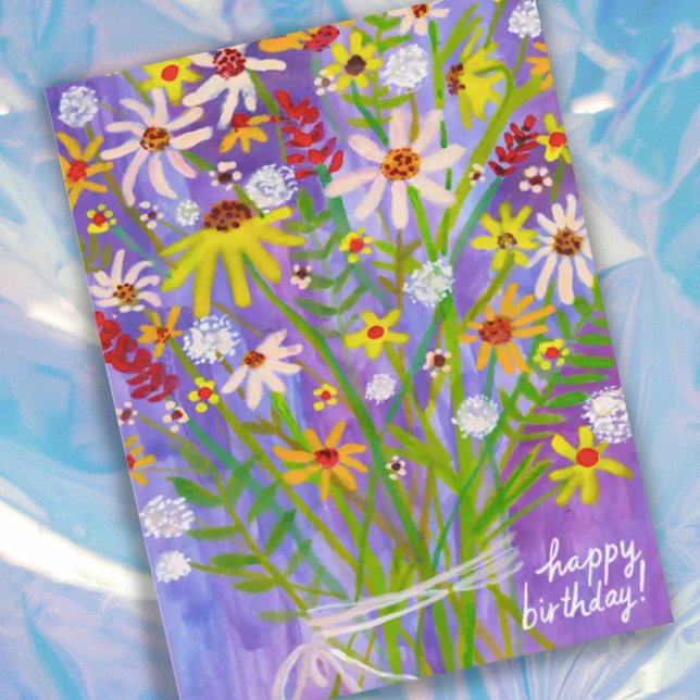 Cartão Postal Buquê de Margaridas Colorido Feliz Aniversário (Criador carregado)