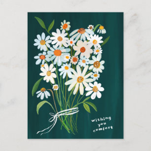Cartão Postal Buquê de Margaridas Gouache Pêsames Desculpe pela 