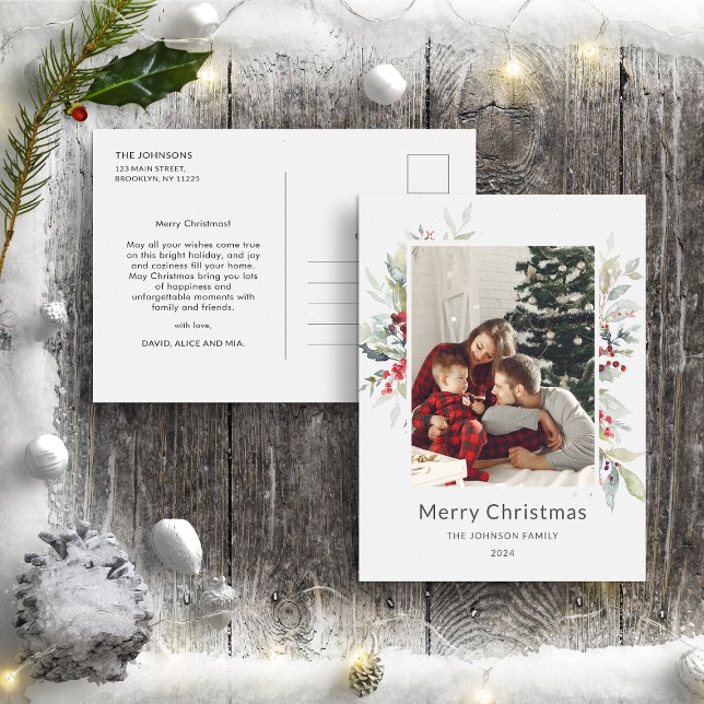 Cartão Postal Buquê de Natal de Inverno de Frutas Vermelhas Uma  (Criador carregado)