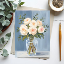 Buquê de Rosa Branca Floral em Aquarela Elegante
