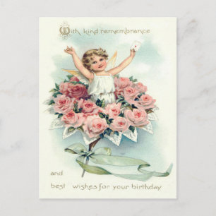 Cartão Postal Buquê de Rosas Anjo Querubim