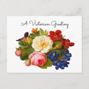 Cartão Postal Buquê de Rosas Arte Floral Vitoriana de Boas Vinda
