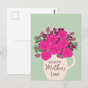 Cartão Postal Buquê de Rosas Rosa – Floral Elegante para o Dia d