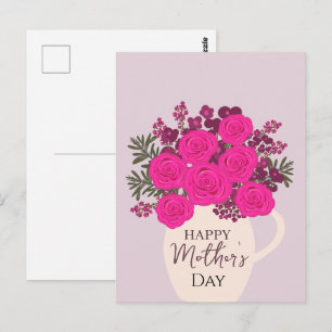 Cartão Postal Buquê de Rosas Rosas – Floral Elegante para o Dia