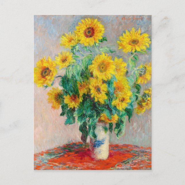 Cartão Postal Buquê de Sunflower Claude Monet (Frente)