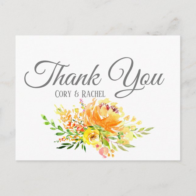 Cartão Postal Buquê de Verão bonito Obrigado Cartão-postal (Frente)