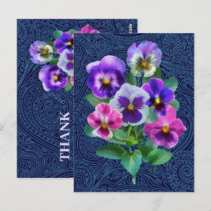 Cartão Postal Buquê de Violetas Flores de Amor-perfeito OBRIGADO