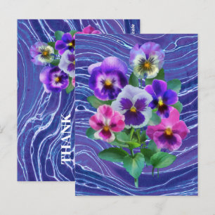 Cartão Postal Buquê de Violetas Flores de Pensamento OBRIGADO
