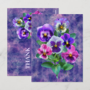Cartão Postal Buquê de Violetas Flores Pansy OBRIGADO