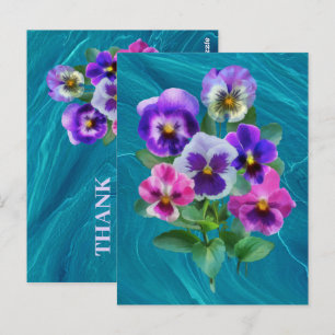 Cartão Postal Buquê de Violetas Flores Pansy OBRIGADO