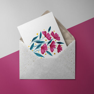 Cartão Postal Buquê floral bonito - magenta e lactato