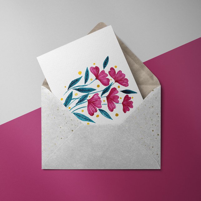 Cartão Postal Buquê floral bonito - magenta e lactato (Criador carregado)