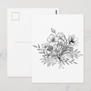 Cartão Postal Buquê Floral Minimalista 