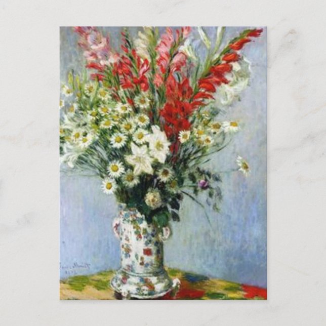 Cartão Postal Buquê Gladioli, Lily, Daisias, Cartão-postal Monet (Frente)