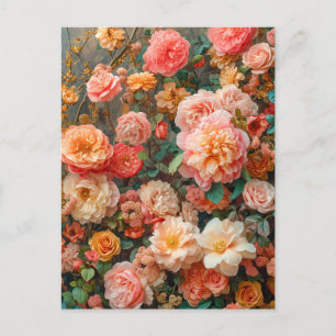 Cartão Postal Buquê Luxuriante com Rosas Salmão