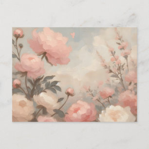 Cartão Postal Buquê Romântico do Namorados de Pastel
