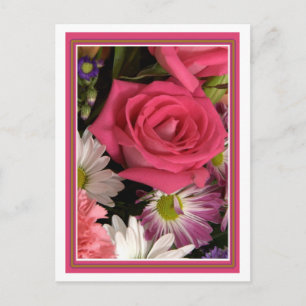 Cartão Postal Buquê rosa da ventoinha