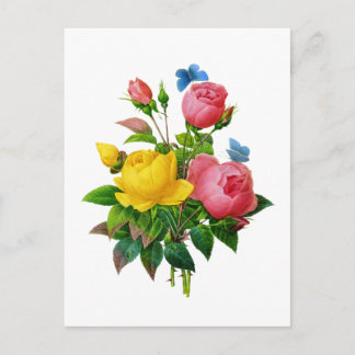 Cartão Postal Buquê rosa-rosa e amarelo-rosa por redouto