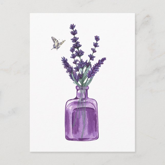 Cartão Postal Buquê roxo de lavanda (Frente)