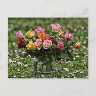 Cartão Postal Buquê Russo Do País De Rosas