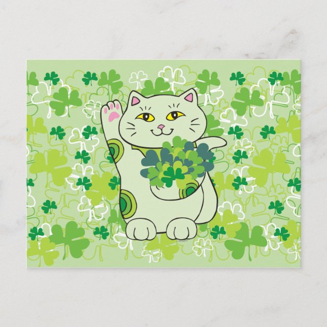 Cartão Postal Buquê Shamrock Neko (Frente)