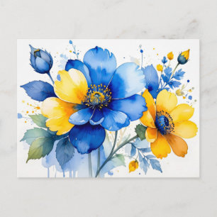 Cartão Postal Buquê Vibrante de Aquarela