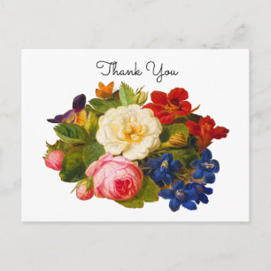 Cartão Postal Buquê Vitoriano com Rosas e Borboleta 